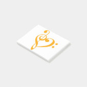 Music Heart Treble Bass Clef Heart - Saffron Post-it® Notes (Schuin)