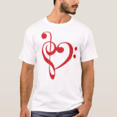 Music Heart Treble Bass Clef Heart - Scarlet T-shirt (Voorkant)