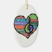 Music Heart Treble Clef Doodle Keramisch Ornament (Rechts)