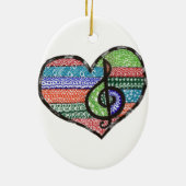 Music Heart Treble Clef Doodle Keramisch Ornament (Achterkant)