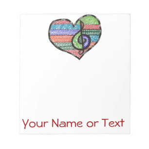 Music Heart Treble Clef Doodle Notitieblok