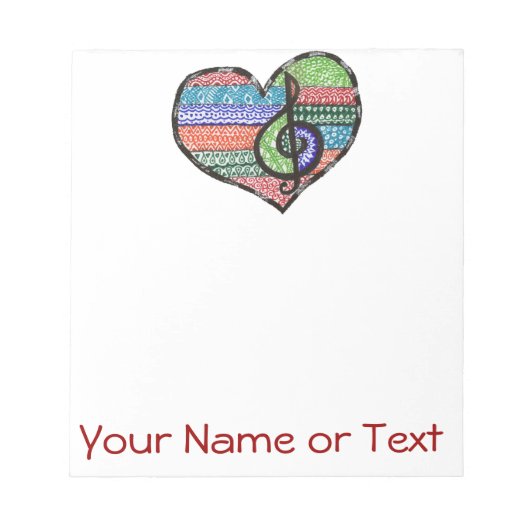 Music Heart Treble Clef Doodle Notitieblok (Voorkant)