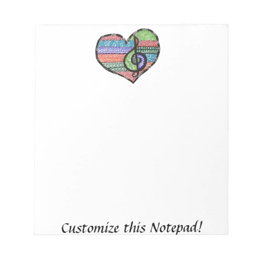Music Heart Treble Clef Doodle Notitieblok (Voorkant)