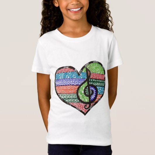  Music Heart Treble Clef Doodle T-shirt (Voorkant)