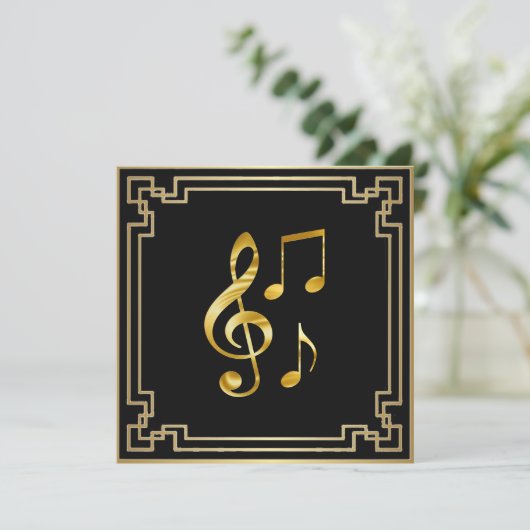 Music icons, gold on black, kaart (Staand voorkant)