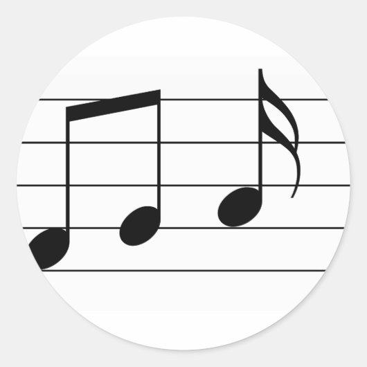 Music illustration. Eighth and sixteenth notes. Ronde Sticker (Voorkant)