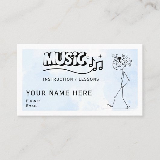 Music Instructor Business Cards Visitekaartje (Voorkant)