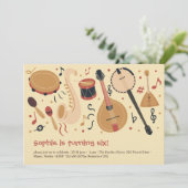 Music instruments kids birthday kaart (Staand voorkant)