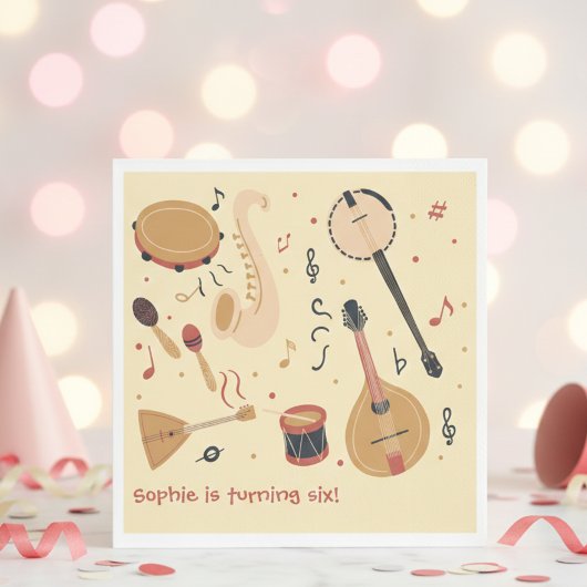 Music instruments kids birthday servet