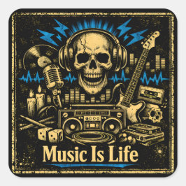 Music Is Life – Sound Living Philosophy Vierkante Sticker
