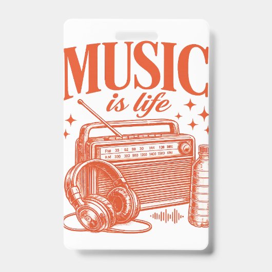 Music Is Life Vintage Design Badge (Voorzijde)