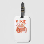 Music Is Life Vintage Design Bagagelabel (Voorkant (verticaal))