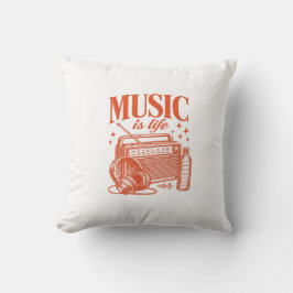 Music Is Life Vintage Design Kussen