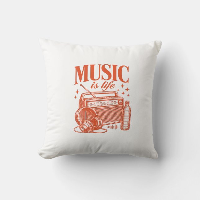 Music Is Life Vintage Design Kussen (Voorkant)
