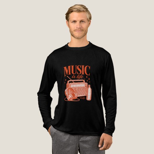 Music Is Life Vintage Design Tri-Blend Shirt (Voorkant)