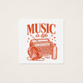 Music Is Life Vintage Design Vierkante Visitekaartjes
