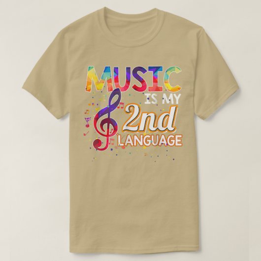Music Is My 2nd Language Back To School Second Gra T-shirt (Design voorkant)