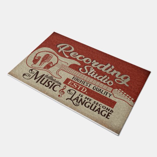 Music Is My Second Language Mat, Studio Decor Deurmat (Schuin)
