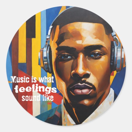 Music is What Feelings Sound Like Ronde Sticker (Voorkant)