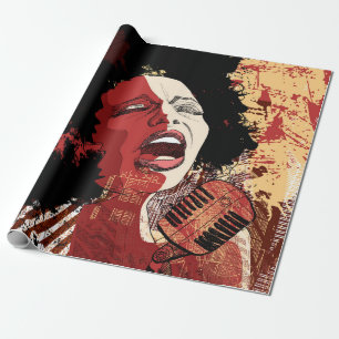 Music Jazz - afro-amerikaanse jazz-zangeres op gru Cadeaupapier