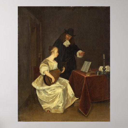Music Lesson - Gerard ter Borch Fine Art Poster (Voorkant)
