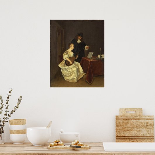 Music Lesson - Gerard ter Borch Fine Art Poster (Keuken)