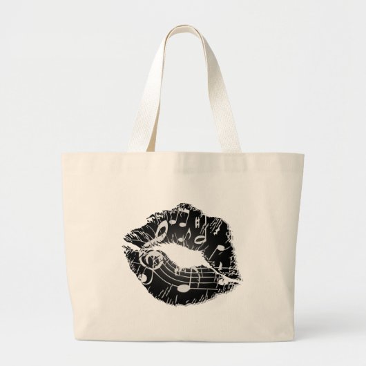 Music Lips Bag Grote Tote Bag (Voorkant)