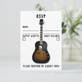 Music=Love Acoustic Guitar Wedding RSVP Card (Staand voorkant)