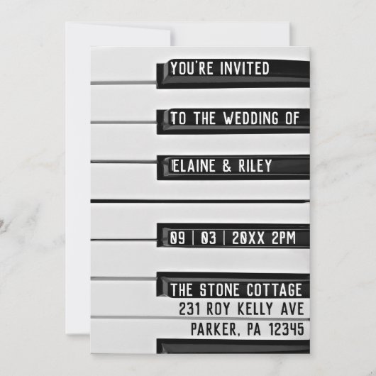 Music=Love Piano Keys Foto Weddenschap Kaart (Voorkant)