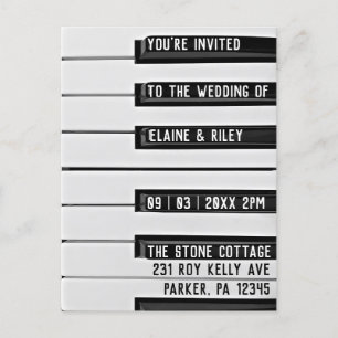 Music=Love Piano Keys Wedding Invitation Briefkaart