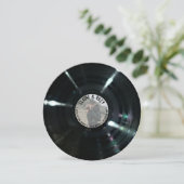Music=Love Round Vinyl Record Weddenschap Kaart (Staand voorkant)