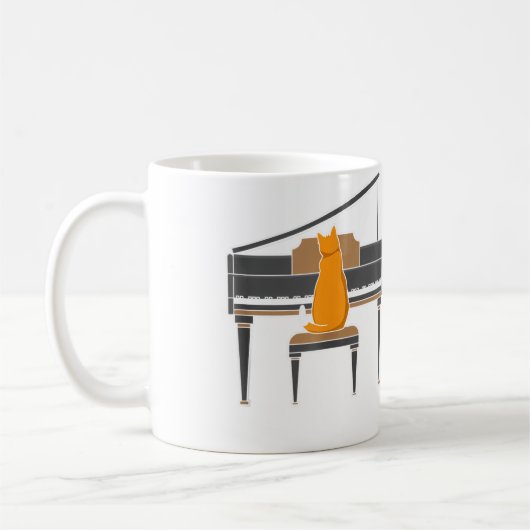 Music Lover Cat Playing Piano Koffiemok (Links)