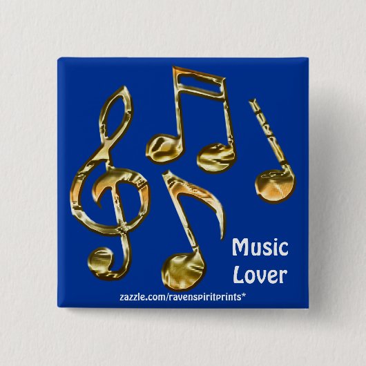 MUSIC LOVER Collectie Vierkante Button 5,1 Cm (Voorkant)