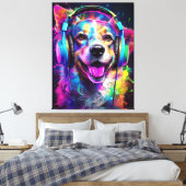 Music lover dog  canvas afdruk (Insitu (Slaapkamer))