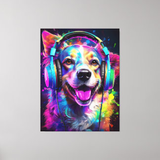 Music lover dog  canvas afdruk
