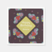 Music Lover Doodles Thema Verjaardagsfeestje Geel Servet (Voorkant)