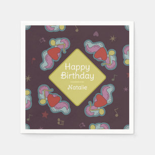 Music Lover Doodles Thema Verjaardagsfeestje Geel Servet