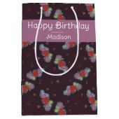 Music Lover Doodles Thema Verjaardagsfeestje Roze Medium Cadeauzakje (Voorkant)