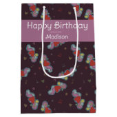 Music Lover Doodles Thema Verjaardagsfeestje Roze Medium Cadeauzakje (Achterkant)