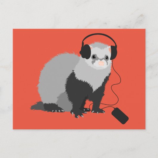 Music Lover Ferret Briefkaart (Voorkant)
