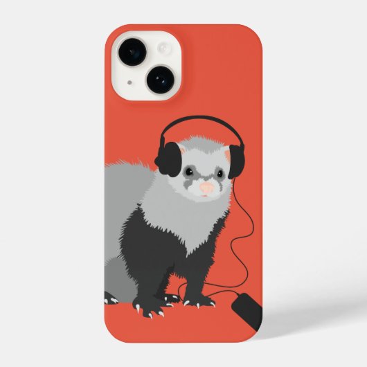 Music Lover Ferret Cute Pet Animal iPhone Hoesje (Achterkant)