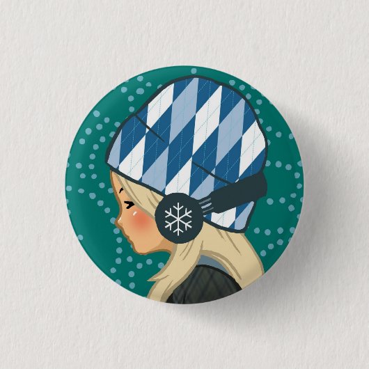 Music Lover (Hoofdtelefoon Meisje) v.2 Button (Voorkant)