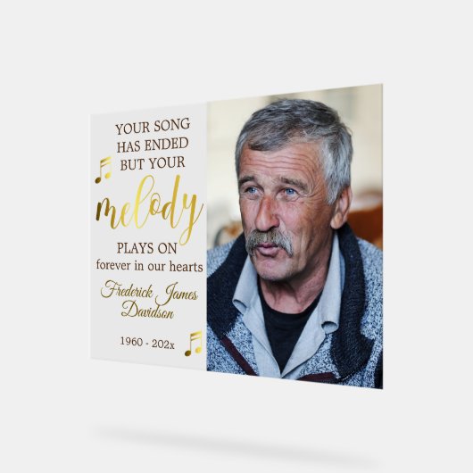 Music Lover Memorial Foto Keepsake Acryl Bord (Hoek)