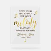 Music Lover Memorial Keepsake Acryl Bord (Voorkant)