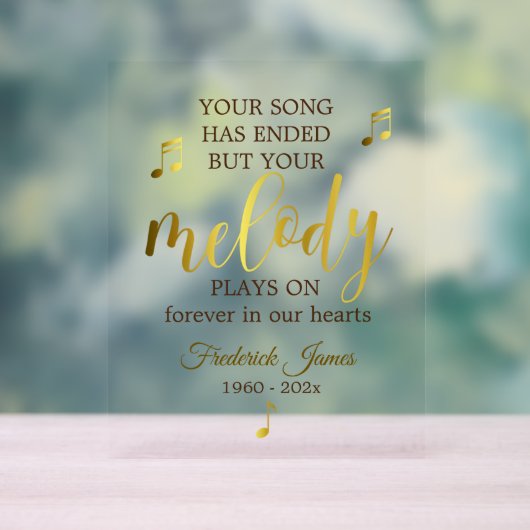 Music Lover Memorial Keepsake Acryl Bord (Neutraal)