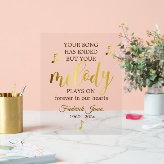 Music Lover Memorial Keepsake Acryl Bord (Huwelijk)
