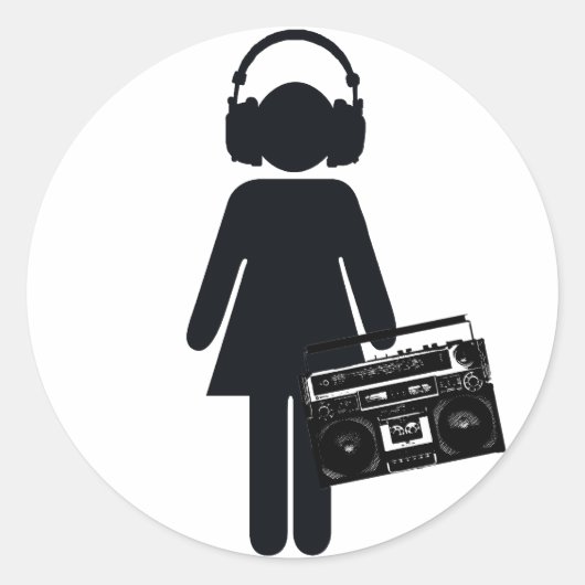 Music Lover Ronde Sticker (Voorkant)