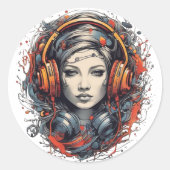 Music Lover Ronde Sticker (Voorkant)