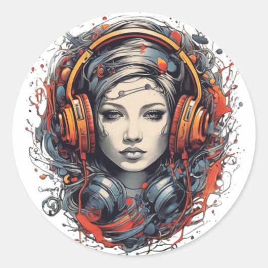 Music Lover Ronde Sticker (Voorkant)