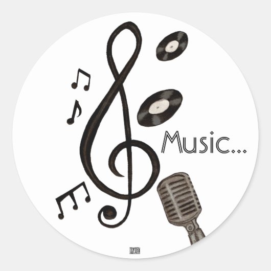 Music Lover Ronde Sticker (Voorkant)